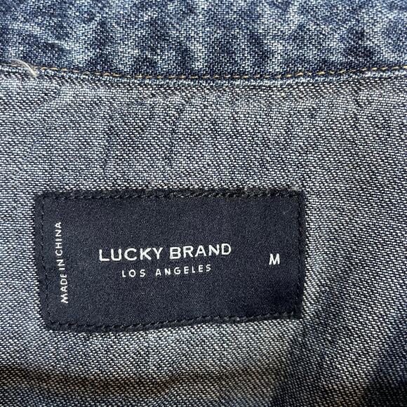 Lucky Brand Cotton Blue Jean Denim Western Cowboy Snap Long Sleeve Shirt Mens M - Picture 12 of 16